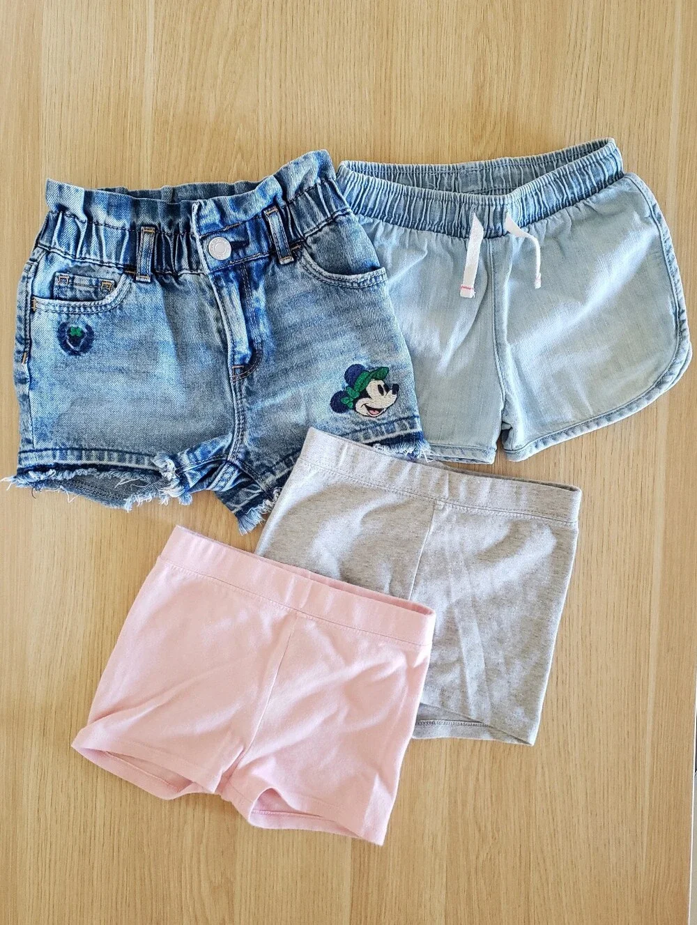 Kids Shorts Bundle - Denim, Chambray, Gray/Pink knit 2T